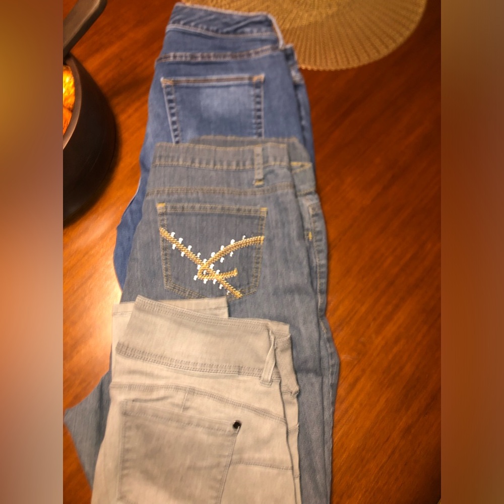 3 Pair of Jeans.  Stylish Blue and Gray Women's , Size 14